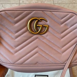 Pink Gucci Small Marmont Matelassé Cross Body Bag